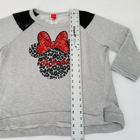 Disney Minnie Mouse Sweater Juniors XXL Gray  Lace Sparkle Bow Ears Vacation - Picture 9 of 9